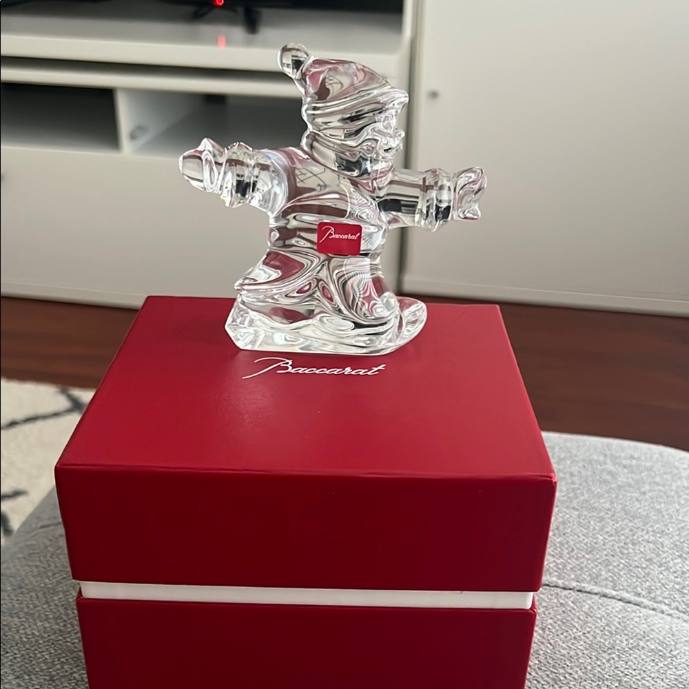 Baccarat Santa Claus Snowboarding Figurine
